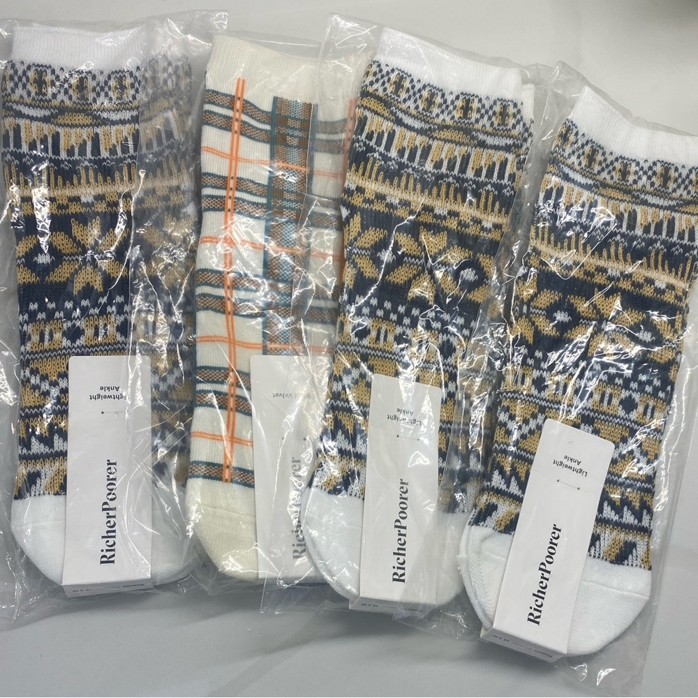 RICHER POORER 4 PACK FAIRISLE & PLAID SOCKS NEW